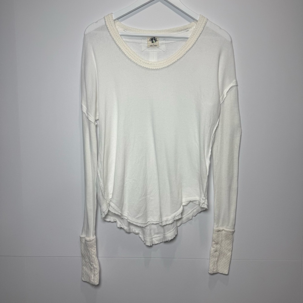 Free People Cream Long Sleeve Top